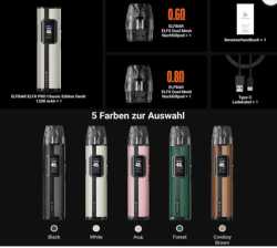Preview: Elfbar Elfx Pro Kit Pod 0,6Ohm Pod 1200mAh 2ml E-Zigarette 45W Zugautomatik Airflow Control