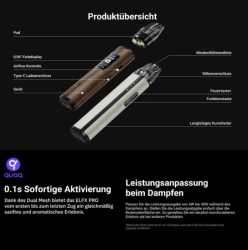 Preview: Elfbar Elfx Pro Kit Pod E-Zigarette 1200mAh 45W 2ml Farbdisplay Zugautomatik 2 Pods