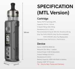 VooPoo Drag S2 2500mAh 5-60-Watt TFT Display