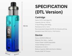 VooPoo Drag S2 2500mAh 5-60-Watt TFT Display