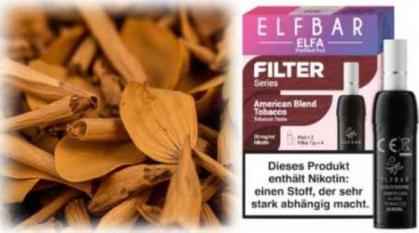 American Blend Amerikanischer Style Tabak 20mg Elfbar Elfa Turbo Pod 2 Stück
