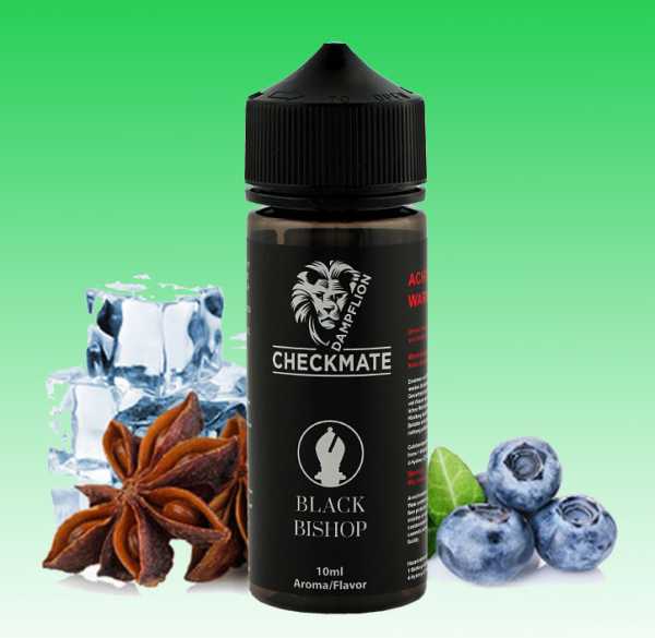 (Anis, Blaubeeren und Koolada) Liquid Dampflion Black Bishop Aroma 10ml Checkmate Shake & Vape
