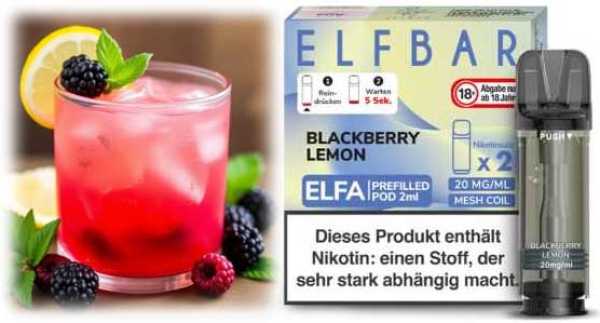 Blackberry Lemon Brombeeren Zitronen Elfa Pod 2 Stück Elfbar 20mg