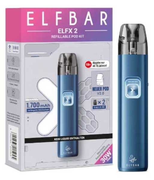 Elfx 2 Kit Pod E-Zigarette  Elfbar 1700mAh 2ml 30W MTL RDL