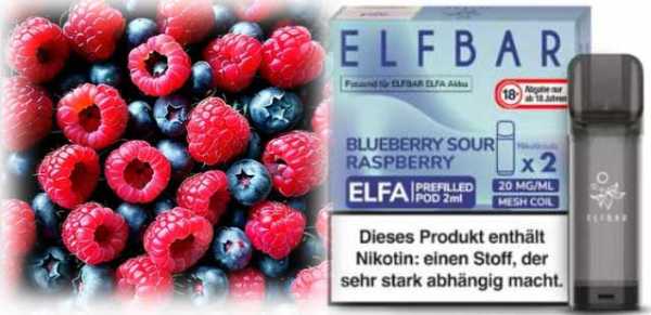 Blueberry Sour Raspberry Himbeeren Blaubeeren Elfa Pod 2 Stück Elfbar 20mg
