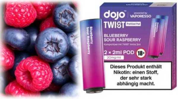 Blueberry Sour Raspberry Blaubeer Himbeer 20mg Vaporesso Dojo Twist Pod 2 Stück