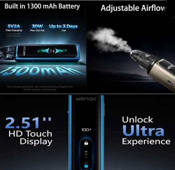 Wenax Q Ultra 30W Geekvape 1300mAh max. 30 Watt 3,0ml Wrist Wake Funktion