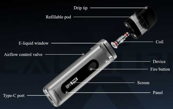 Caliburn X Pod E-Zigarette 20W Uwell Zugschalter Display