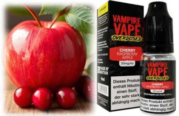 Cherry Raspberry Apple Kirsche Himbeere Apfel Menthol Overdosed Vampire Vape Nikotinsalz Liquid 10ml