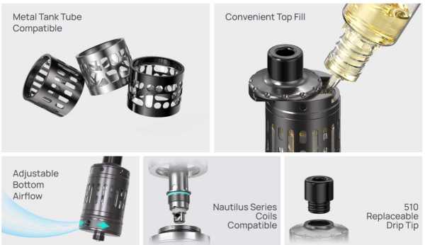 Nautilus 3SR Verdampfer Aspire 24,6mm 4,0ml Airflow Control