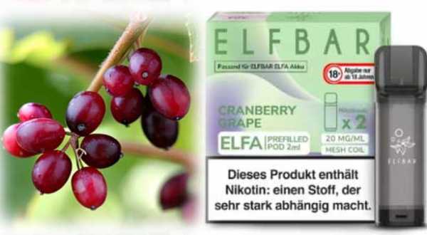 Grape Cranberry Trauben Elfa Pod 2 Stück Elfbar 20mg