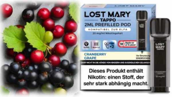 Cranberry Grape Moosbeeren  Lost Mary Tappo Pod 2 Stück