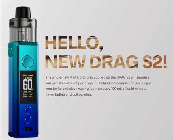 VooPoo Drag S2 2500mAh 5-60-Watt TFT Display