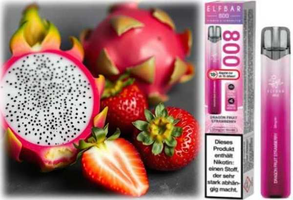 Dragon Fruit Strawberry Elfbar 800 20mg Nikotinsalz Drachenfrucht Erdbeeren