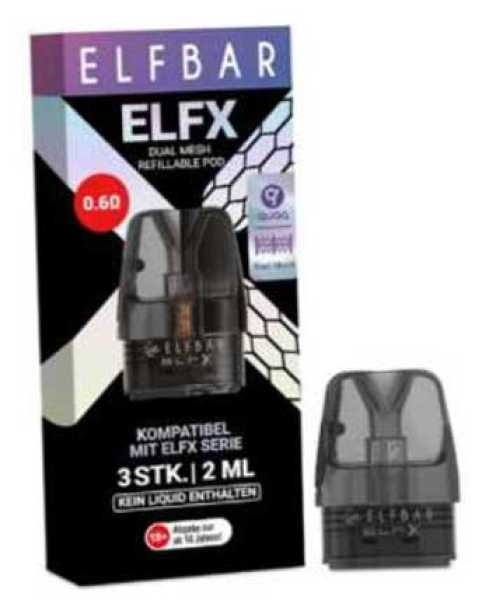 Elfbar Elfx Pod 2ml 0,6 / 0,8 Ohm 3 Stück