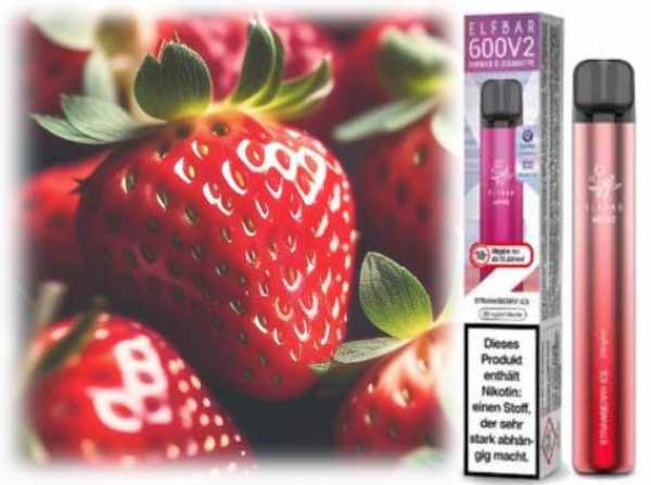 Strawberry Ice Erdbeeren Frische ElfBar 600 V2 Einweg Ezigarette
