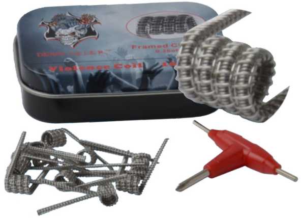10 x Wicklungen Framed Clapton Coil Demon Killer mit Werkzeug und Metall Box