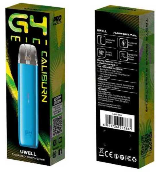 Caliburn G4 Mini Pod Kit Uwell Zugautomatik 1100mAh max. 35Watt Airflow Control