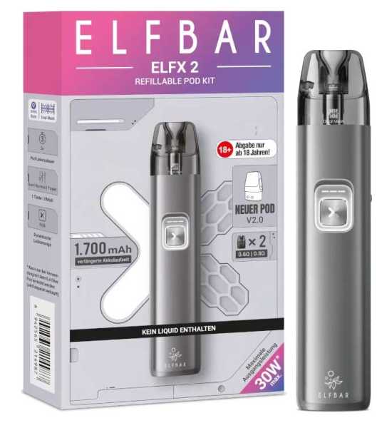 Elfx 2 Kit Pod E-Zigarette  Elfbar 1700mAh 2ml 30W MTL RDL