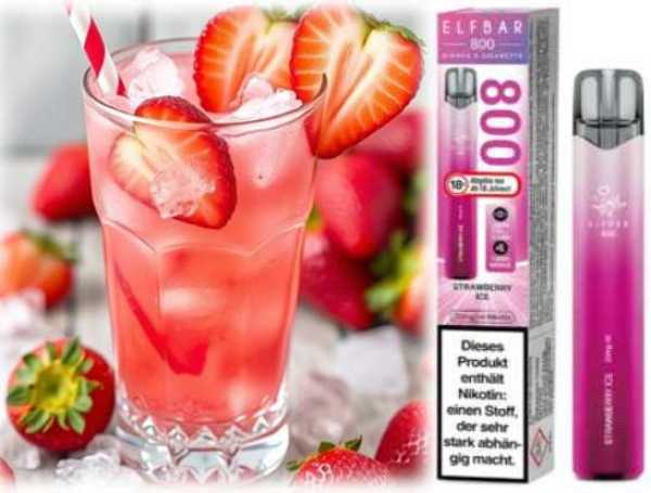 Strawberry Ice Elfbar 800 20mg Nikotinsalz Erdbeeren Frische