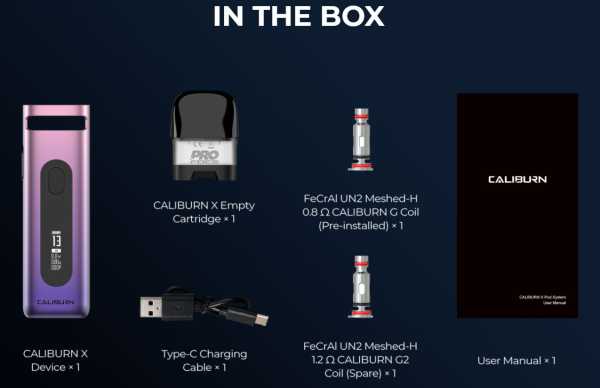 Caliburn X Pod E-Zigarette 20W Uwell Zugschalter Display