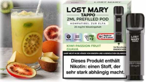 Kiwi Passion Fruit Guava Limonade Kiwi Passionsfrucht Guave Lost Mary Tappo Pod 2 Stück