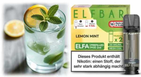 Lemon Mint Zitrone Minze Elfa Pod 2 Stück Elfbar 20mg