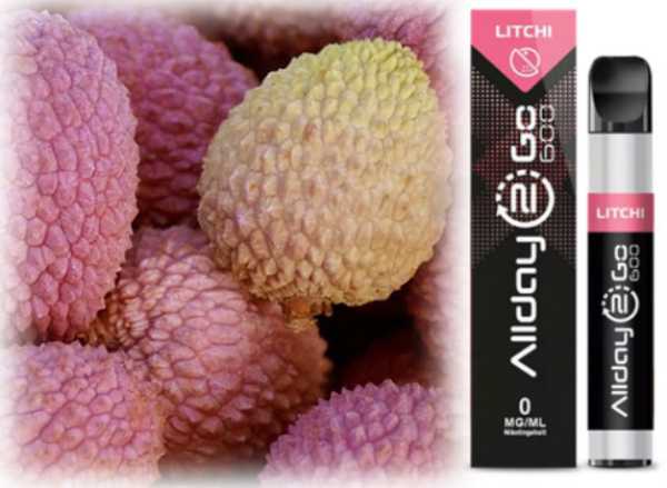 Litschi Allday 2 Go 600 Einweg Zigarette 16mg oder nikotinfrei