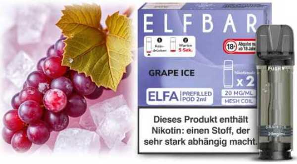 Grape Ice gekühlte Weintrauben Elfa Pod 2 Stück Elfbar 20mg