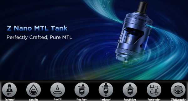 GeekVape Z Nano MTL 26,8mm 4ml Verdampfer 0,8 Ohm 1,2 Ohm Top Filling Air Flow Control