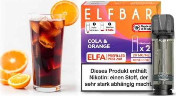 Cola Orange Cola Getränk Orange Elfa Pod 2 Stück Elfbar 20mg