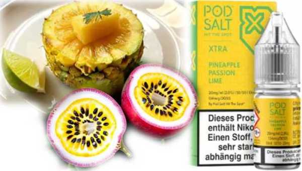 Pineapple Passion Lime Ananas Passionsfrucht Limone Pod Salt X Nikotinsalz 10ml Liquid