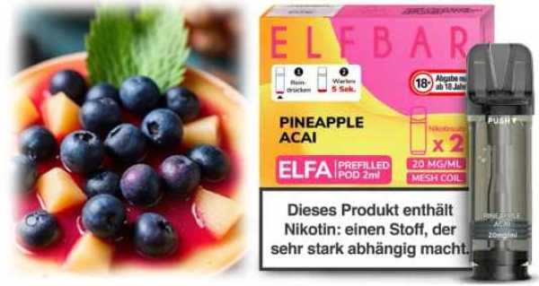 Pineapple Acai Ananas Acai Beeren Elfa Pod 2 Stück Elfbar 20mg