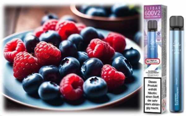 Mad Blue Blaue Brombeere Blaubeere Himbeere und ElfBar 600 V2 Einweg Ezigarette