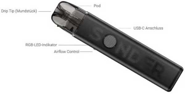 Sonder Q3 GeekVape E-Zigaretten Set 30W 1750mAh Zugautomatik 3,0ml 113,4 x 24,5 mm