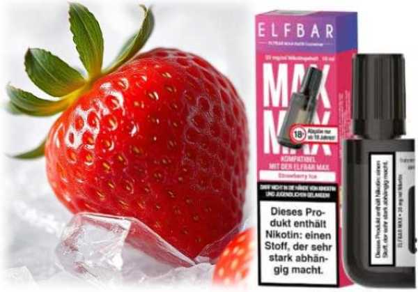 Strawberry Ice Erdbeeren Frische Elfbar MAX Refill NicSalt 20mg/ml 10ml