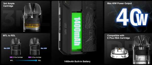Thelema Elite 40 Lost Vape 40W 1400mAh Pod Dampfgerät