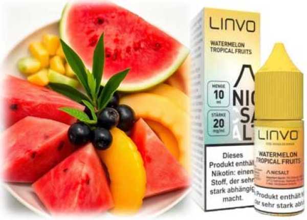 Watermelon Tropic Fruit Wassermelone tropische Früchte Nikotinsalz Linvo Liquid 20mg Nikotin 10ml