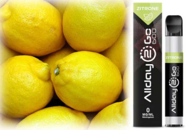Zitrone Allday 2 Go 600 Einweg Zigarette 16mg oder nikotinfrei